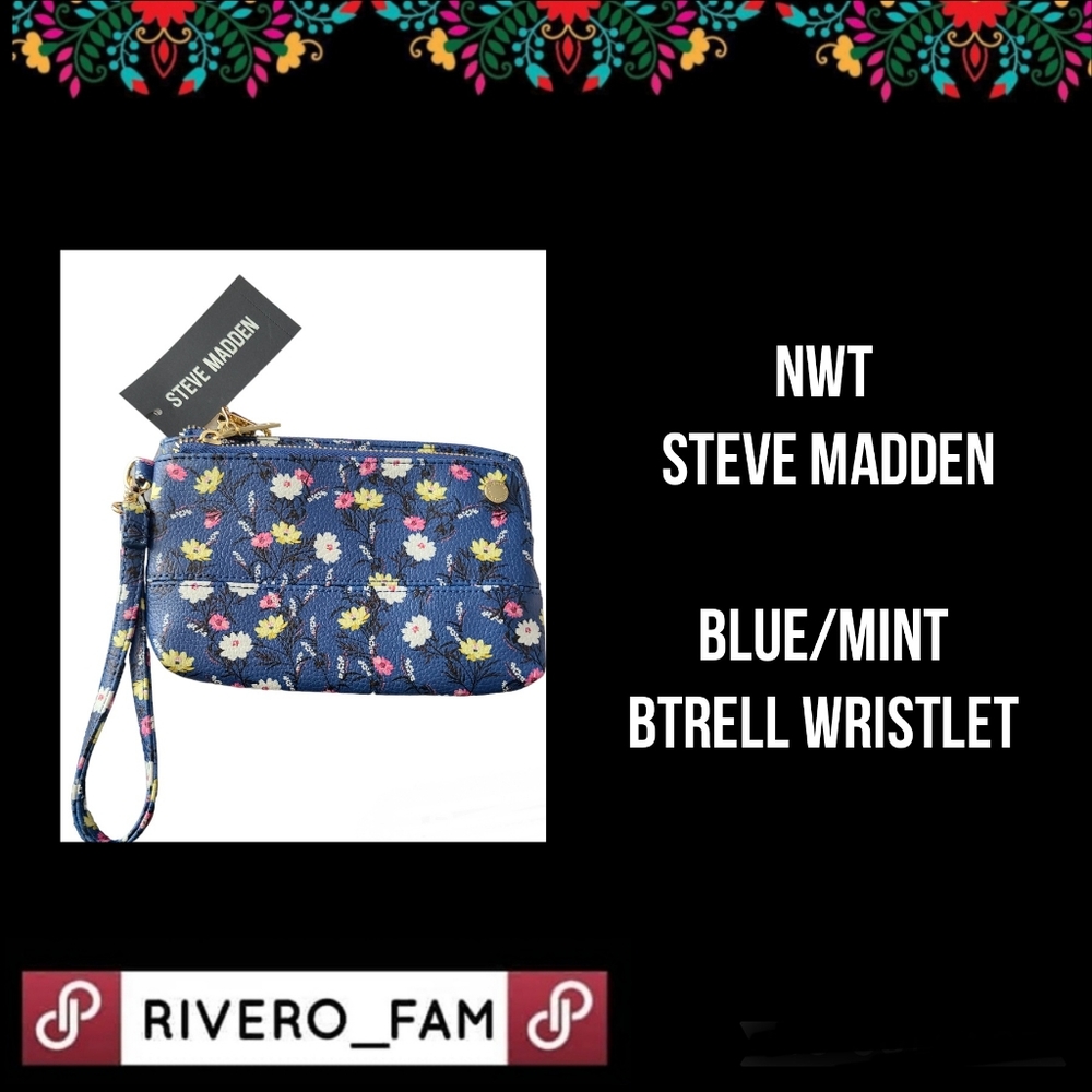 NWT STEVE MADDEN | BLUE/MINT| FLORAL PRINT |  BTRELL WRISTLET